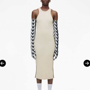 NWT Authentic Marc Jacobs White Knit Logo Racer Dress Size Small